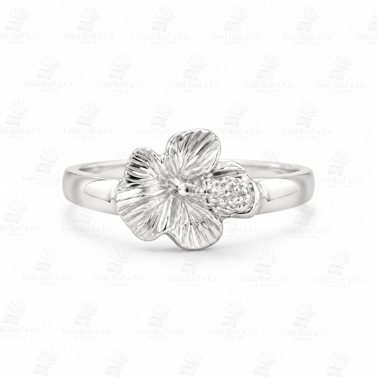 925 Hibiscus band Ring MTO