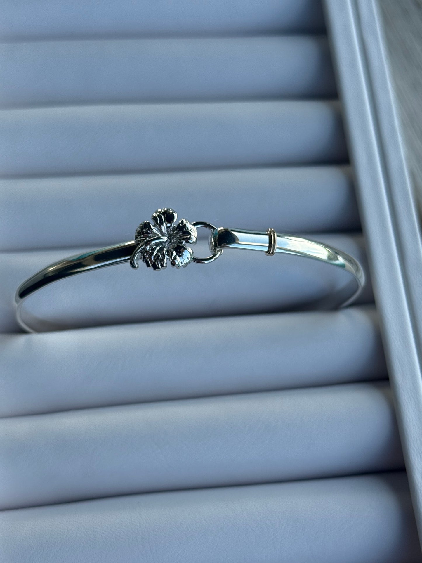 Silver & 14k Gold Hibiscus Hook Bracelet