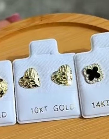 10k Heart Nugget Studs