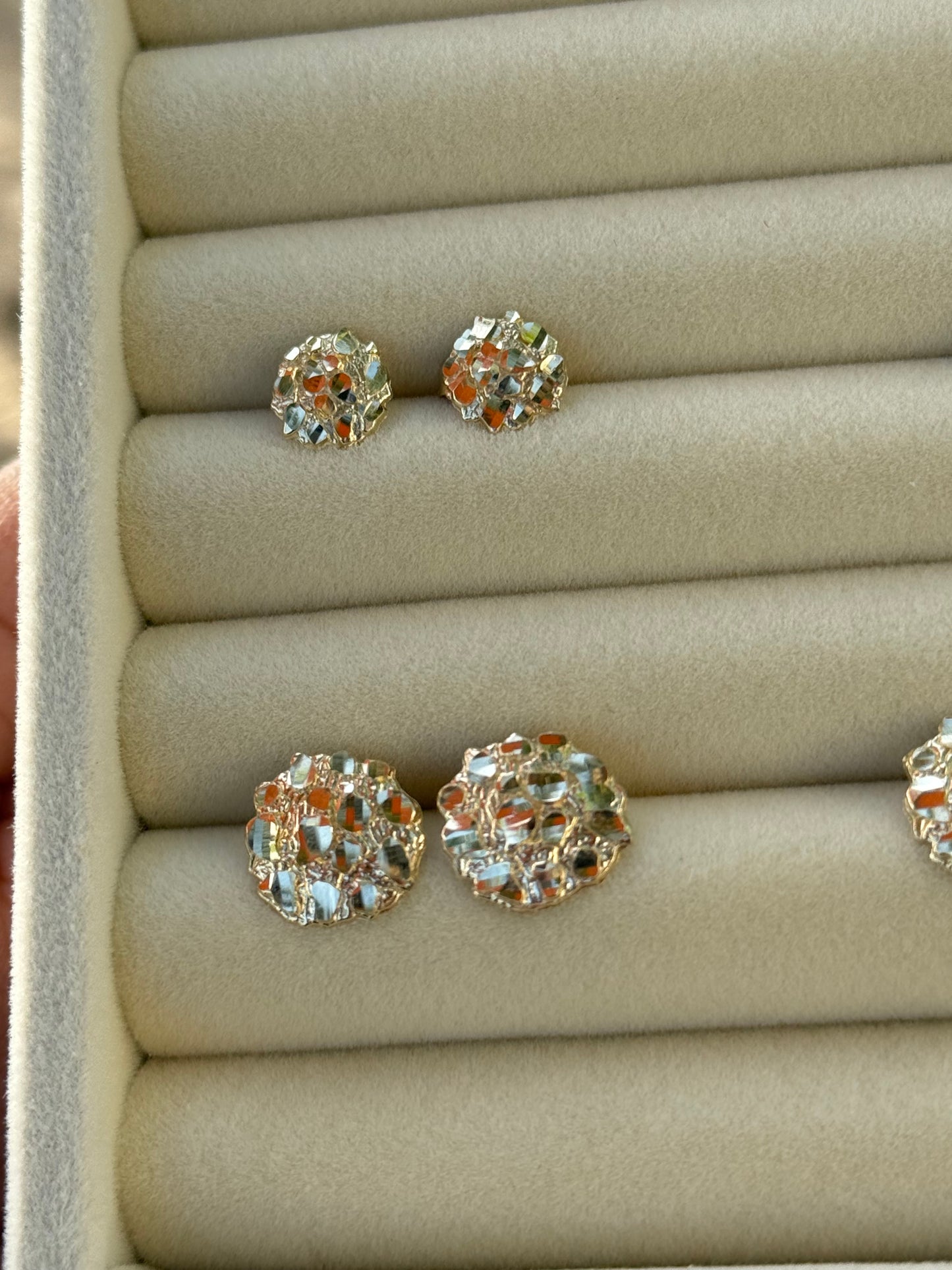 10k Round  Nugget Studs