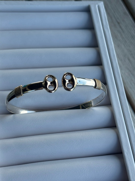 Silver & 14k Gold Gucci Hook Bracelet
