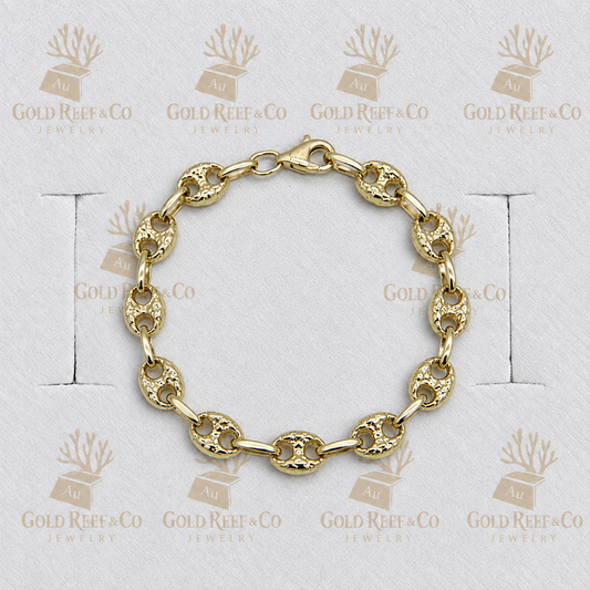 10k Gold Hollow Gucci Nugget 7.5mm Bracelet RPS