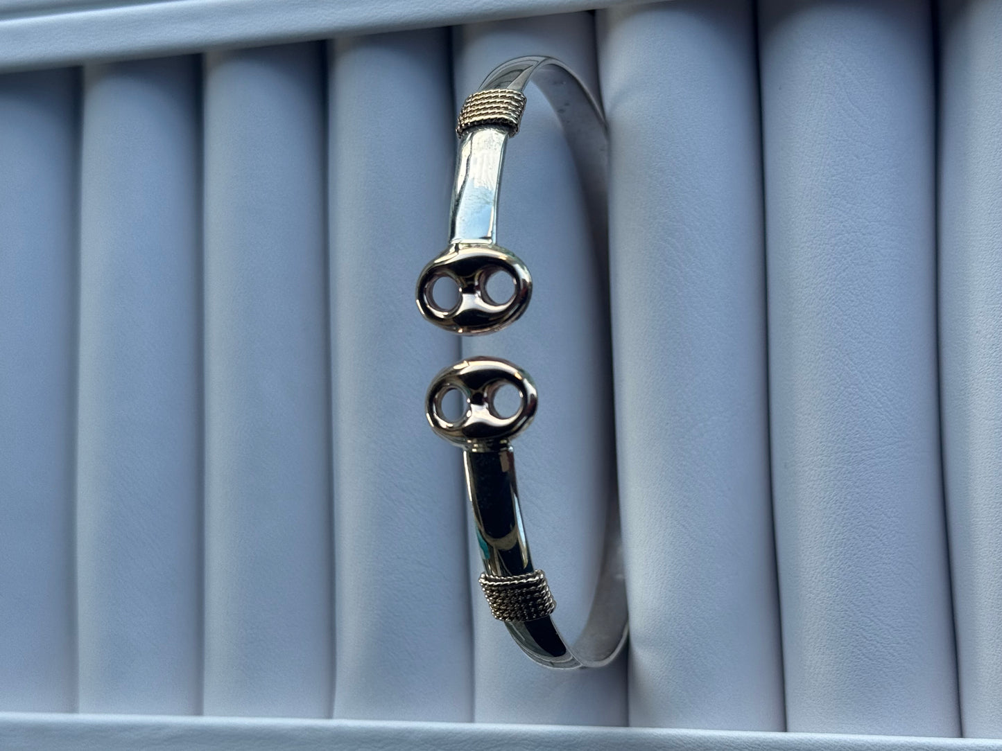 Silver & 14k Gold Gucci Hook Bracelet