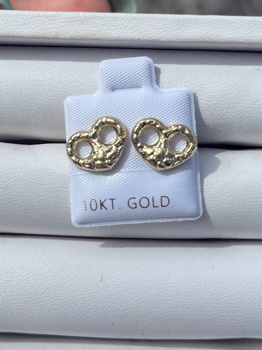 10k gold 9mm Heart Nugget Gucci Studs