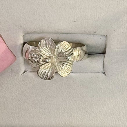 925 Hibiscus band Ring