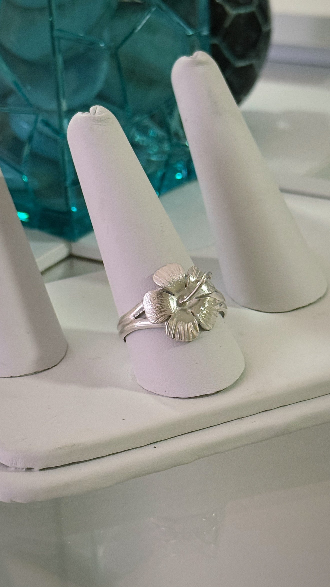 Hibiscus 925 Silver Split Ring