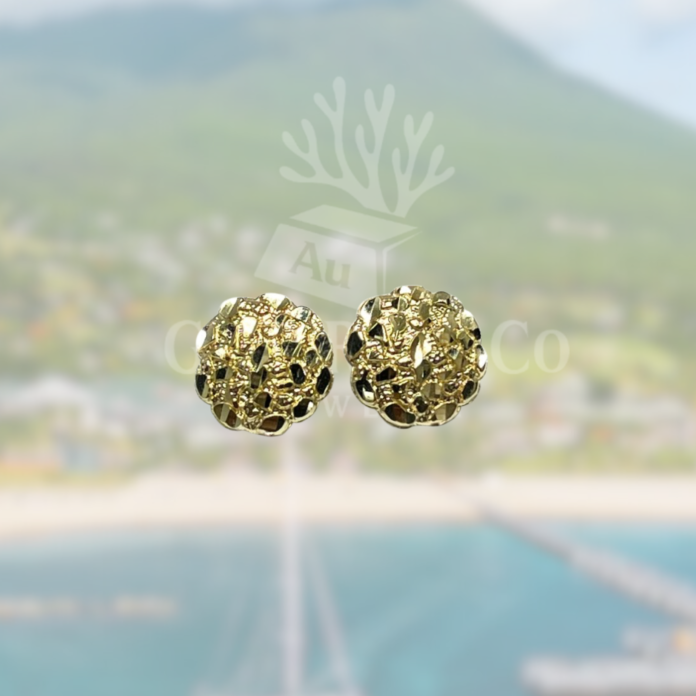 10k Round  Nugget Studs