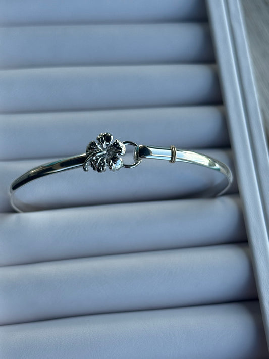 Silver & 14k Gold Hibiscus Hook Bracelet