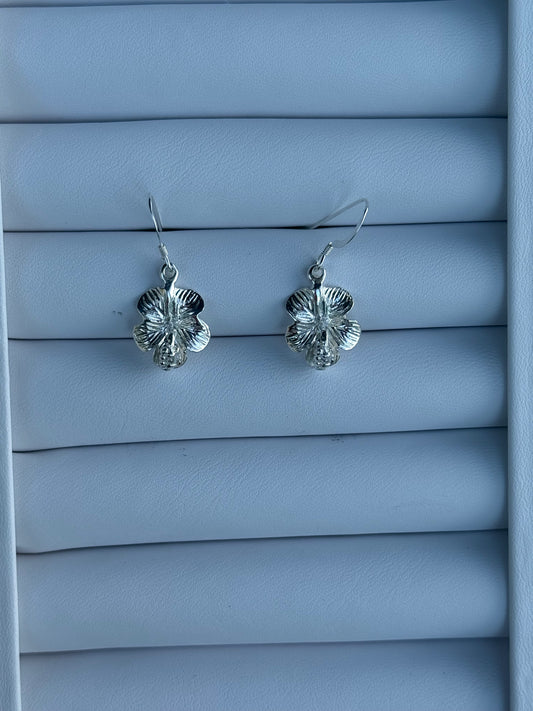 925 Hibiscus Dangle Studs
