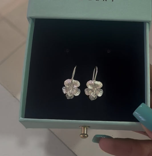 Silver Hibiscus Hoops