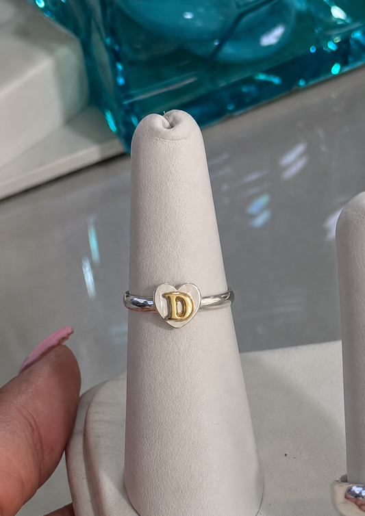 10k Gold + Sterling Initial Ring