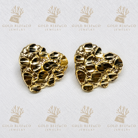 14k Nugget Heart  Studs usa