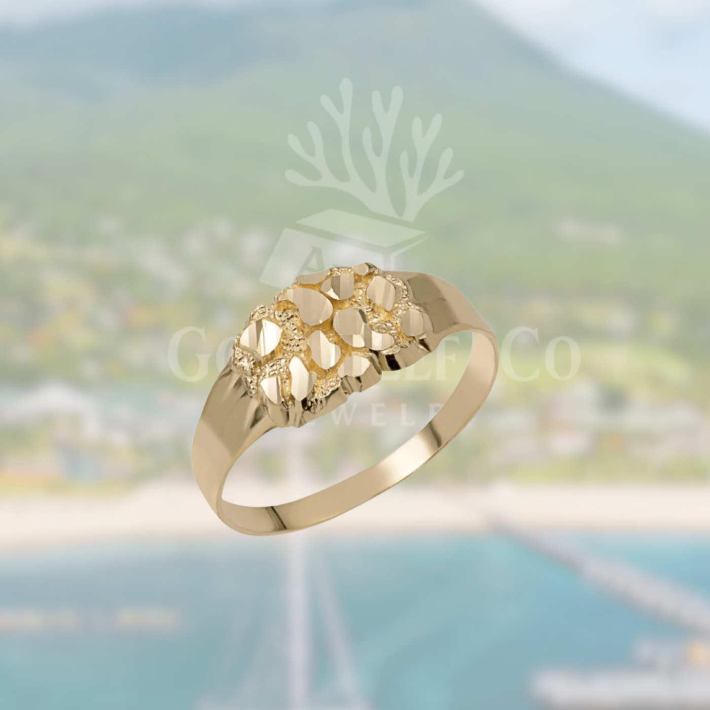 10k gold X small oval Nugget Ring