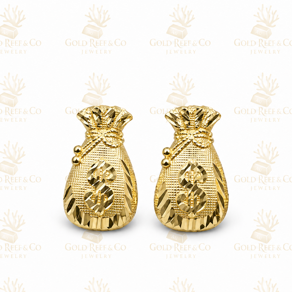 10k Gold Sm Money Bag Studs SPO