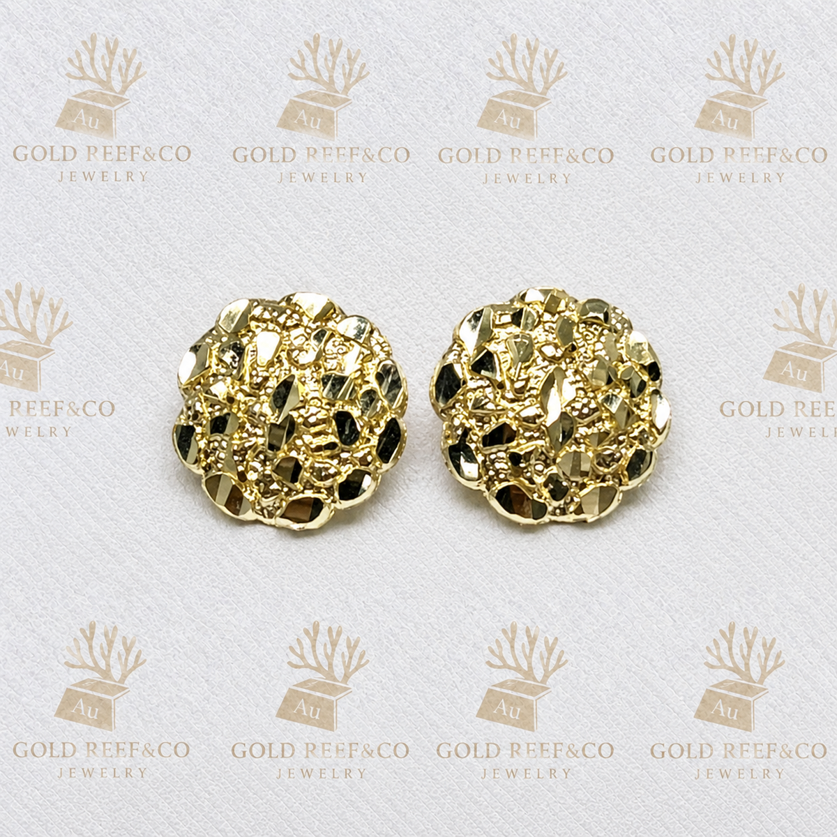 14k Nugget Round Studs usa