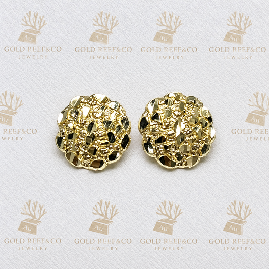 14k Nugget Round Studs usa
